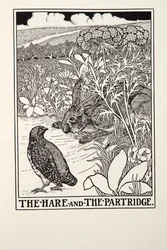 La lepre e la pernice, dalle Favole di Fontaine, pub. 1905