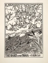 Le lepri e le rane, da Cento favole di Esopo, pub.1903