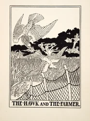 Il Falco e il Contadino, da Cento Favole di Esopo, pub. 1903