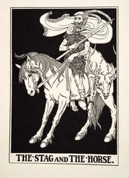Il cervo e il cavallo, da Cento favole di Esopo, pub.1903