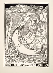 Il Tonno e il Delfino, da Cento Favole di Esopo, pub.1903