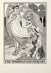 Il boscaiolo e Mercurio, da Fontaine Fables, pub. 1905