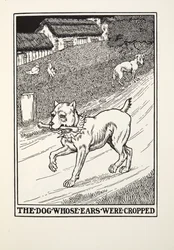 Il cane con le orecchie tagliate, da Fontaine Fables, pub. 1905