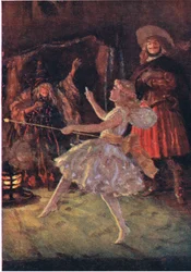 Sul retro della caverna apparve una piccola figura in bianco nuvoloso, da Piccole donne pubblicato da Associated Newspapers Limited, c.1940