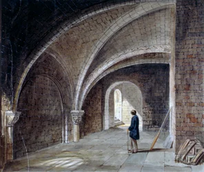 Cripta sotto la Chiesa di San Giacomo nel Muro, Wood Street Square, Città di Londra, 1855