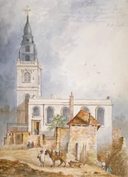 Vista della Chiesa di San Michele, Crooked Lane, Città di Londra
