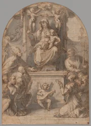 La Vergine in trono con i santi Gregorio e Giacomo, e una famiglia di donatori