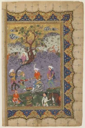 Un principe seduto in un paesaggio con attendenti, c.1600
