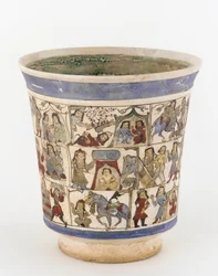Bicchiere che raffigura lo Shahnama, Kashan, Iran, Periodo Saljuq