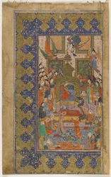 Bilqis in trono da un Khamsa (Quintetto), c.1560