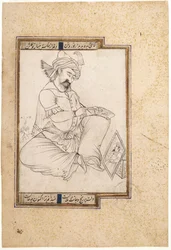 Calligrafia; un artista al lavoro, 1600 circa (inchiostro, oro e acquerello su carta)