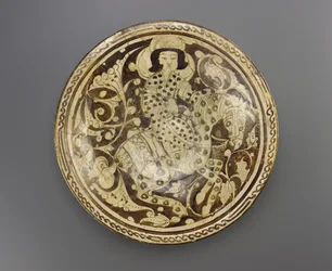 Piatto, regione di Kashan, Iran, dinastia Saljuq, fine XII-inizio XIII secolo