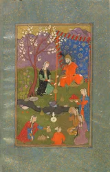 Foglio da un Jamshid u Khurshid, Iran, periodo Safavide, c.1600