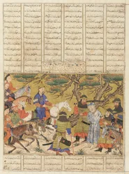 Foglio da uno Shahnama (Libro dei Re) di Firdawsi; verso: Ardashir Cattura Ardavan, Tabriz, Iran, periodo Il-Khanide, c.1330-40