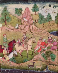 Caccia con il falcone, dinastia Safavide (1502-1736)