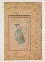 Giovane inginocchiato, inizio XVII secolo (acquerello su carta)