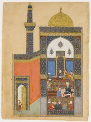 "Laila e Majnun a scuola", Folio da un Khamsa (Quintetto) di Nizami