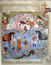 Incontro di Siyarvush e Afrasiyab dal Firdosi Shahnam, 1565-66