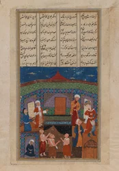 Miniatura di otto figure in piedi e una inginocchiata