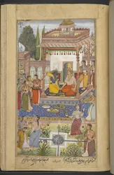 Krishna che racconta a Bhima le imprese di Arjuna a cui ascoltano anche le donne (Banwari Khurd) dal 