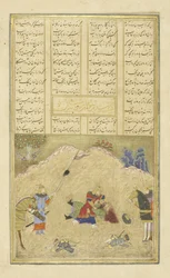 Buzhan uccide Haman, illustrazione dallo Shahnama (Libro dei Re), di Abul-Qasim Mansur Firdawsi (c.934-c.1020), 1444