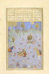 Suhrab ucciso da Rustam, illustrazione dallo Shahnama (Libro dei Re)