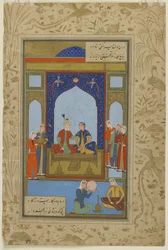 Potifar e Zulaykha in trono da "Yusuf e Zulaykha", 1575