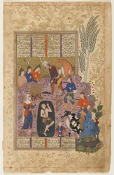 Rustam salva Bijan dalla fossa da uno Shahnama