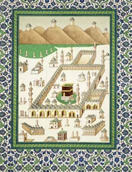 Veduta schematica della Mecca, mostrando la Quabah, da un libro sulla ceramica persiana