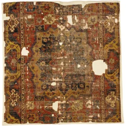 Frammento di tappeto medaglione e cartiglio di Tabriz, Nord-Ovest Persia, seconda metà del XVI secolo