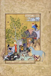 Yusuf cura i suoi greggi, foglio da un Haft awrang (Sette troni) di Jami (m. 1492) probabilmente Mashad, Khurasan, Iran, dinastia Safavide, 1556-1565
