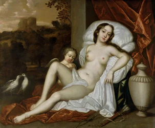 Ritratto di Nell Gwynne (1650-87) come Venere, con suo figlio, Charles Beauclerk (1670-1726), come Cupido