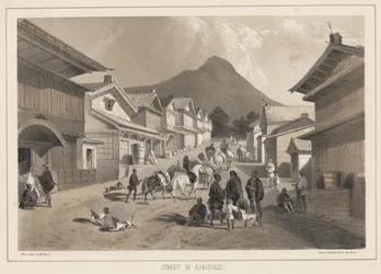 Strada a Hakodadi, litografia di Sarony und Co., 1855