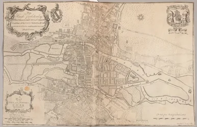 Una mappa della città e dei sobborghi di Cork