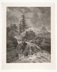 Paesaggio con cascata