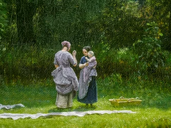 Sbiancare il lino in una radura, dettaglio