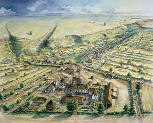 Villaggio medievale di Wharram Percy, fine XII secolo, c1990-2010