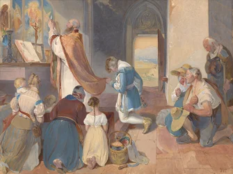 Fridolin assiste alla Santa Messa