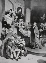 Patrick Henry che fa il suo famoso discorso nella House of Burgesses