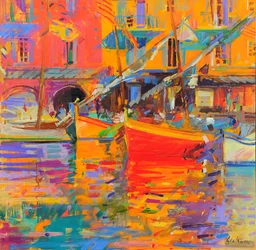 Riflessi del porto, Cote du Midi, 2021 (olio su tela)