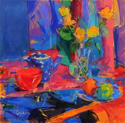 Rapsodia in blu , 2021 (olio su tela)