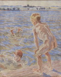 Ragazzi che fanno il bagno. Fiordo di Fåborg