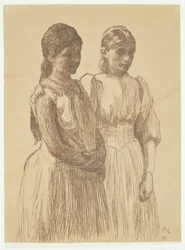 Due giovani ragazze. Studio per il dipinto "Bal in una città di provincia" (Museo d