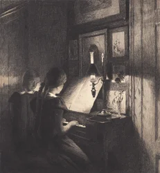 Due bambine al pianoforte