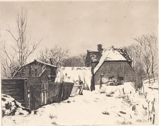Paesaggio invernale con casa