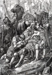 Il re Guglielmo il Conquistatore ferito dal figlio Roberto II di Normandia alla fortezza di Gerberoy