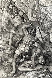 La morte di Ernesto II di Svevia (1010-1030) in una battaglia contro il vescovo di Costanza, Germania