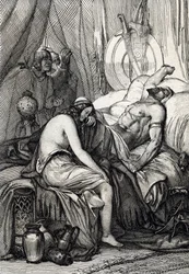 La morte del re degli Unni Attila (395-453) durante il sonno nella notte del suo matrimonio con la germanica Ildico, 453
