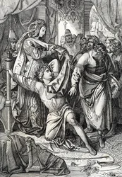 Il concorso poetico del castello di Wartburg in Germania nel 1207: i Minnesänger competono in giochi poetici, il trovatore Enrico d
