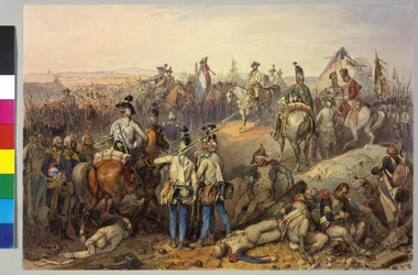 Prima guerra di coalizione. 18.3.1793: Karl battaglia di Neerwinden 1793 (acquerello)